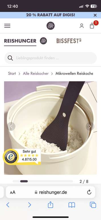 Reishunger Mikrowellen Reiskocher gratis ab 15€ Bestellwert über Instagram