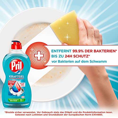 Pril 5+ Kraft-Gel Antibakteriell, Handgeschirrspülmittel flüssig, 450 ml, mit antibakterieller Wirkung, Hand-Spülmittel (Pirme Spar-Abo)