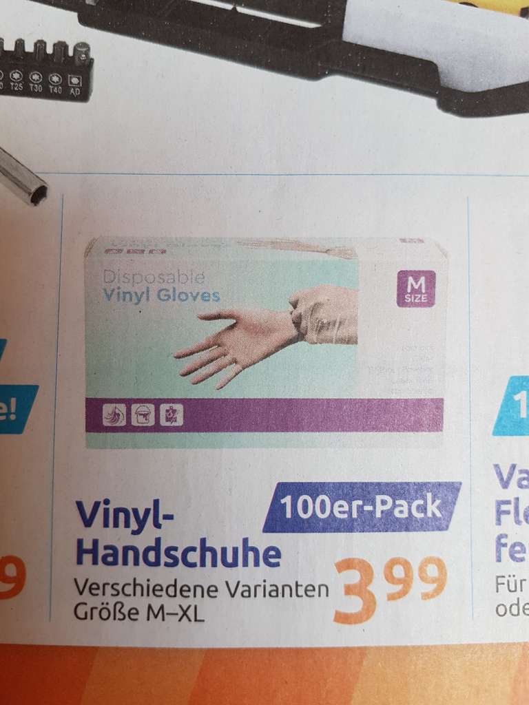 [Action] 100 Vinyl-Handschuhe 3,99€