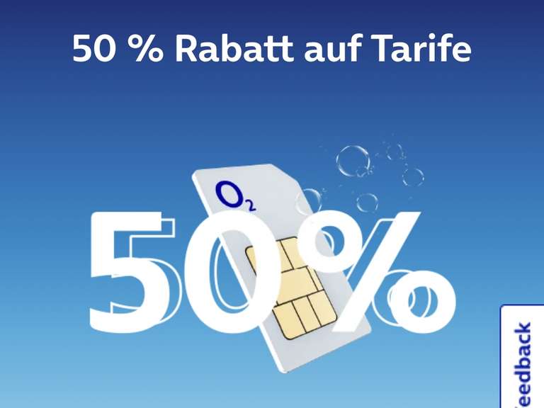 O2 Tarife 50% günstiger mit Code handyhase50 z.B. Free M 25GB 14.99€ Free L Boost 140GB 22.49€ Unlimited Smart 15 MBit 19.99€