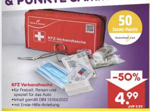 WALSER Kfz-Verbandtasche (Verbandkasten/Verbandskasten) (mit DeutschlandCard effektiv 4,49 €) [Netto ohne Hund] [12.04.]