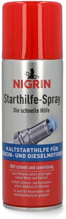 NIGRIN Starthilfespray, 200 ml, Kaltstarthilfe für Benzin- und Dieselmotoren, mit Schmier- und Korrosionsschutz-Additiven (Prime)