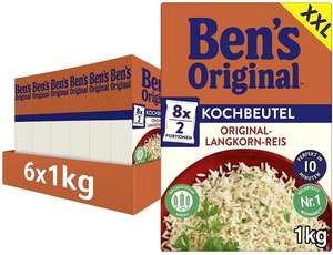 Amazon Prime Sparabo - Ben's Original-Langkorn-Reis, 10 Minuten Kochbeutel, 6 Packungen (6 x 1kg)
