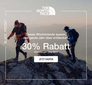 The North Face - Black Friday 2023: 30 % Rabatt auf Bestellungen über 200 € (Schuhe, Koffer, Wendejacken etc.)
