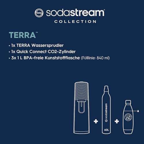 SodaStream Wassersprudler TERRA Promopack mit CO2-Zylinder und 3 spülmaschinenfesten Flaschen