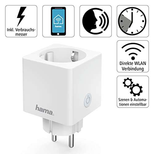 Hama WLAN Steckdose Professional, Mini Plug (Verbrauchsmessung, WiFi Steckdose für Sprach- u. App-Steuerung,) Prime Versandfrei