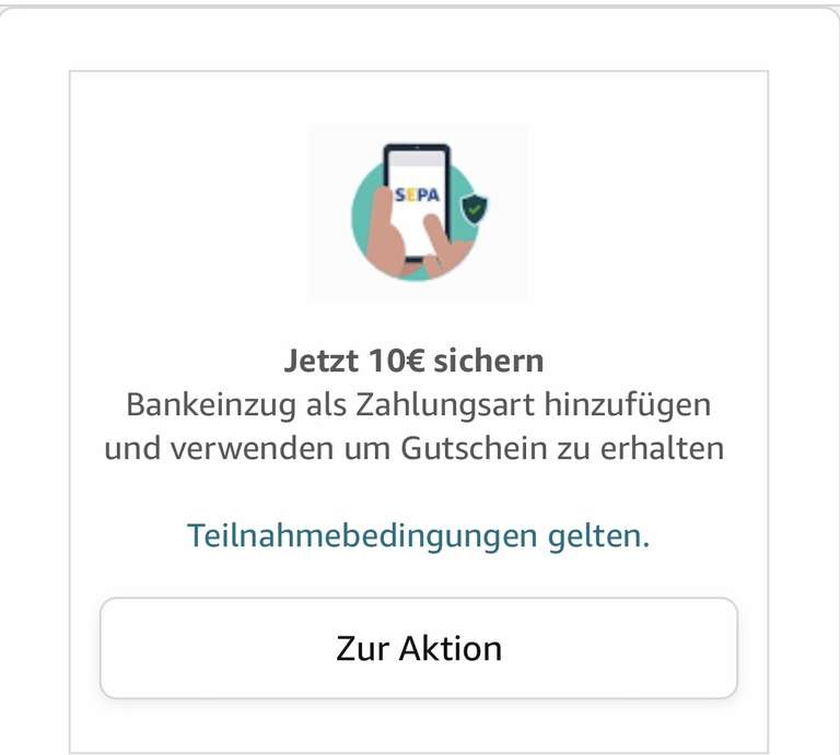 Amazon Bankeinzug als Zahlungsart = 10€ Aktionsguthaben personalisiert