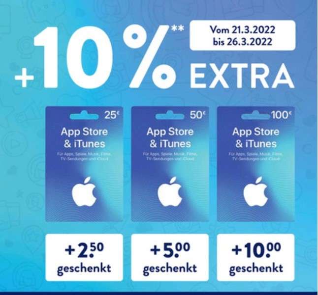 10% iTunes Guthaben geschenkt - ab 21.03. - Aldi Süd + Nord