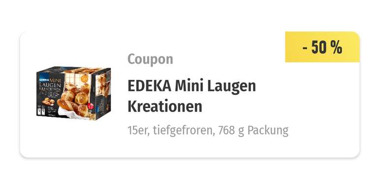 [EDEKA/Marktkauf Thüringen] 50% App Rabatt auf EDEKA TK Mini Laugen Kreationen 15er-Pack 768g bis 08.07.2023 [LOKAL]