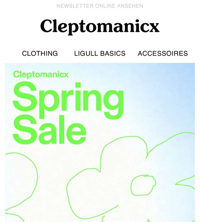 Cleptomanicx Spring Sale bis zu 70 % + 15 % Newsletter-Gutschein