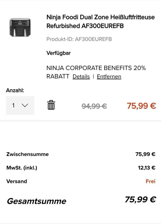 Refurbished Ninja AF300EU mit Corporate Benefits, evtl. auch Unidays
