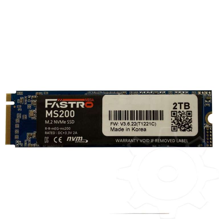 2TB Mega Fastro MS200 M.2 SSD (PCIe 3.0 x4, 3D-NAND TLC, R3400/W3000, TBW 1,2 PB)