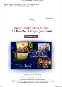 [Telekom Mobilfunk] Disney+ 12 Monate kostenlos