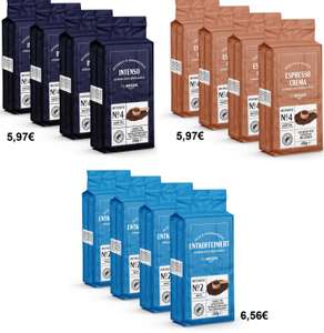 by Amazon Gemahlener Kaffee Espresso Crema oder Caffè Intenso | Entkoffeinierter etwas teurer | 1 kg (4 Packungen mit 250g) [Prime Spar-Abo]