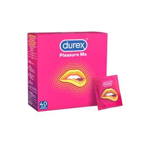 Durex Pleasure Me Kondome – mit Rippen und Noppen – 1 x 40 Stück | Breite: 56 mm | Länge: 195 mm - für 12,34€ inkl. Versand (Prime Spar-Abo)