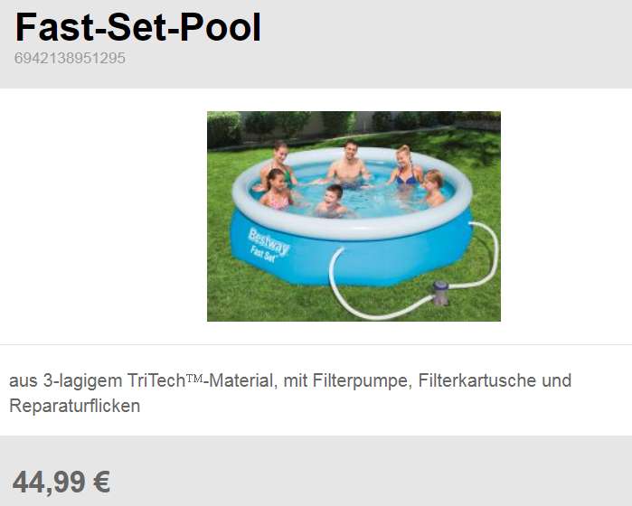 WREESMANN Fast-Set-Pool Bestway 44,99 € nur Abholung