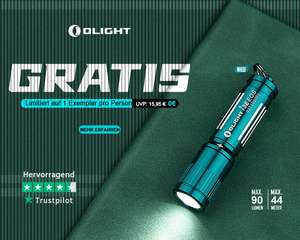 Olight i3E EOS Mini Taschenlampe in Olight Blau | 90lm | max. 44m Reichweite | Schlüsselring | AAA-Batterie | ca. 6cm lang | 0€ + 5,95€ VSK