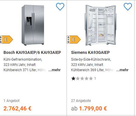 BOSCH Side By Side 2.Wahl Angebot mit Eiswürfelspender 999,77€! zzgl. 129,99€ Versand - FÜR UNS SHOP
