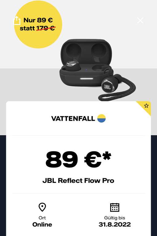 (Vattenfallkunden) JBL Reflect Flow Pro In Ear Bluetooth Kopfhörer