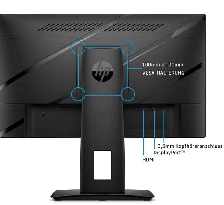 HP X24ih Gaming-Monitor 23.8" Full-HD, IPS, 144Hz, 99% sRGB, 8bit, 1ms GtG, AMD FreeSync Premium, HDMI 2.0, DP 1.2, Pivot, höhenverstellbar