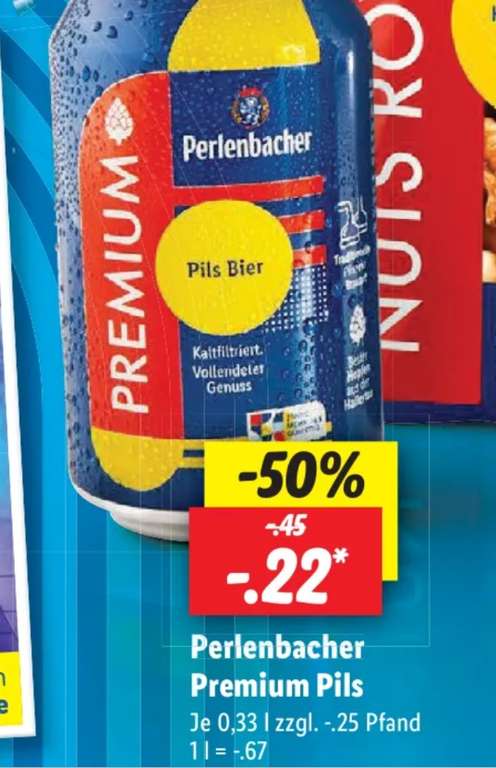 Perlenbacher Premium Pils 0,33l Dose für 0,22 Euro zzgl. 0,25 Euro Pfand/ Dose