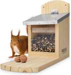 (Prime) WILDLIFE FRIEND Eichhörnchenfutterhaus Maxi, 14x29x26.5 cm aus Massivholz mit Metall-Dach, Wetterfest, Eichhörnchen-Futterstation