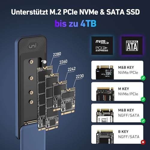 uni® M.2 NVME SATA SSD Gehäuse Adapter Reader