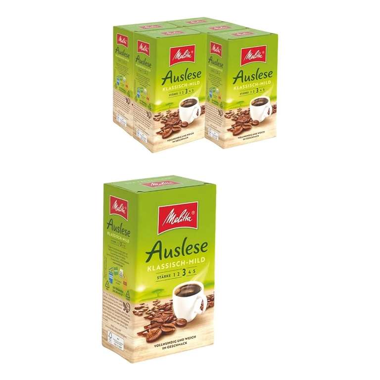 Melitta Auslese Klassisch-Mild Filter-Kaffee 6 x 500g 3,55€/Packung (Prime Spar-Abo)