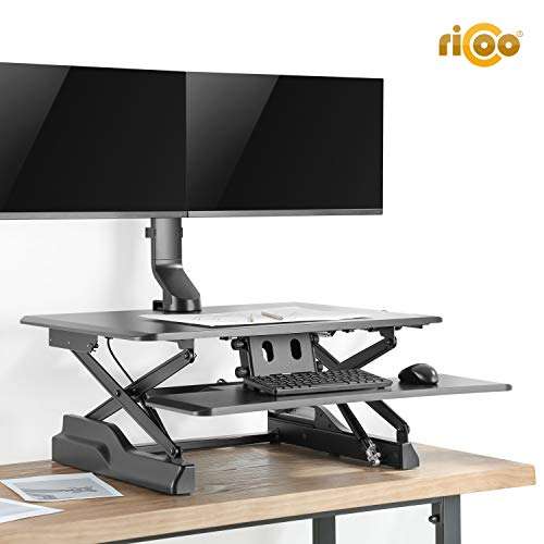 RICOO Monitor Halterung Tisch, Dual Monitor Arm für 13 - 27 Zoll, Monitorhalterung 2 Monitore