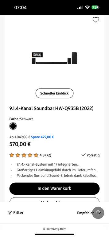 [cb] Samsung 9.1.4-Kanal Soundbar HW-Q935B (2022)