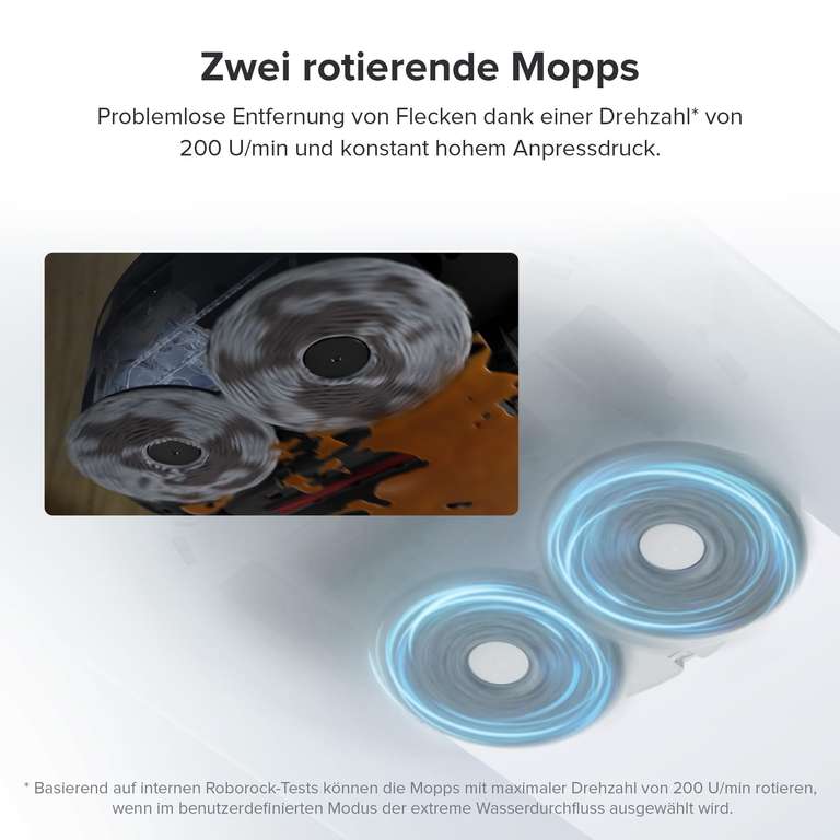 Roborock Qrevo Pro Saugroboter mit Wischfunktion&Hebarem Wischmopp, FlexiArm Design Kantenreinigung, 7.000 Pa, 60 °C Heißwasser-Moppwäsche