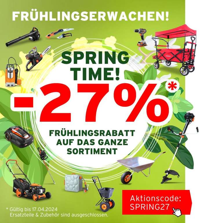 Spare jetzt 27% Frühlings-Rabatt auf ALLES bei Fuxtec | Code: SPRING27