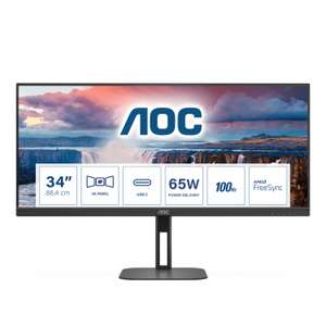 AOC U34V5C Monitor: 34" UWQHD, 121% sRGB, 100Hz, FreeSync, USB-C, 4x USB-A 3.0, HDMI 2.0, 2x DP für 249€ (Galaxus)