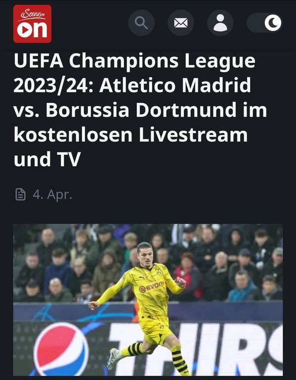 Champions League Atletico - BVB live for free Per VPN