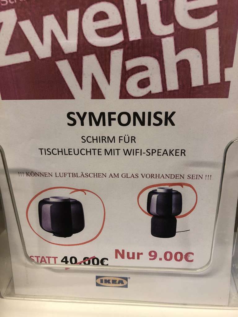 [lokal IKEA Lübeck] Symfonisk Schirm 2. Wahl