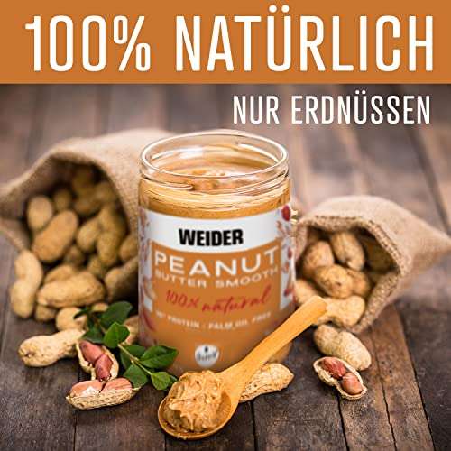 Weider DUO-Pack Peanut Butter Smooth. Erdnussbutter, 100% Erdnüsse. 100% natürlich 2x1kg (Prime Spar-Abo)