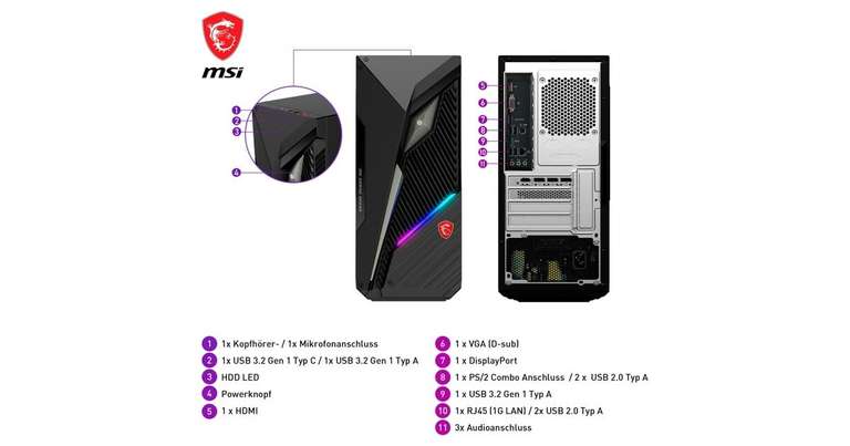 MSI MAG Infinite S3 13NUB7-1205AT, Gaming-PC - Intel Core i7-13700F - MSI GeForce RTX 4060 Ti VENTUS 2X BLACK 16G OC
