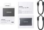 Samsung Portable SSD T7 2TB grau (USB-C 10Gbit/s, ~1000MB/s Lesen & Schreiben, intern PCIe TLC DRAM-less, 85x57x8mm, 58g, 3J Garantie)
