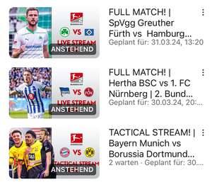 1.&2. Bundesliga kostenlos auf YouTube (UK VPN)