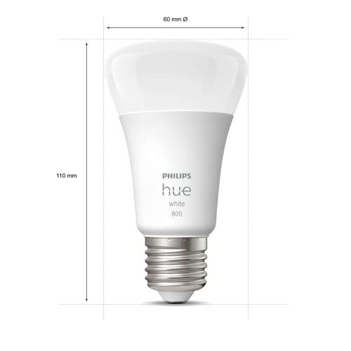 (Personalisiert) Philips Hue White E27 Lampe, 1x805lm, dimmbar, warmweißes Licht, steuerbar via App, kompatibel mit Amazon Alexa