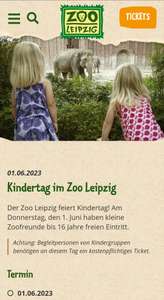 [Zoo Leipzig] Kostenloser Eintritt für Kinder von 6-16 Jahren am 1.6.