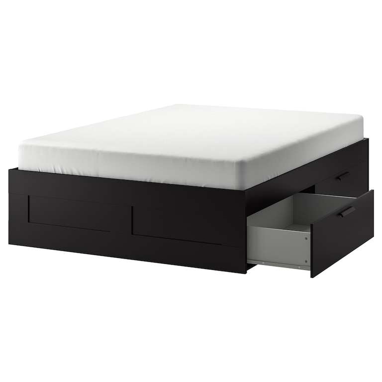 [IKEA Family] BRIMNES Bettgestell mit Schubladen, weiß/schwarz versch. Größen z.B. 140x200cm