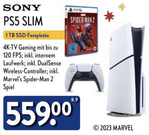 Playstation 5 Slim 1TB Disk weiß + Marvel Spiderman 2