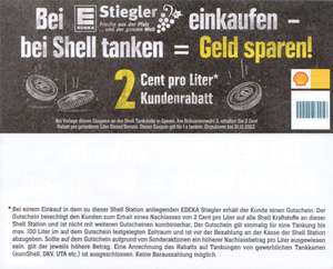 [67341 Speyer] Coupon für 2 cent Rabatt pro Liter für Shell Tankstelle bei EDEKA Stiegler