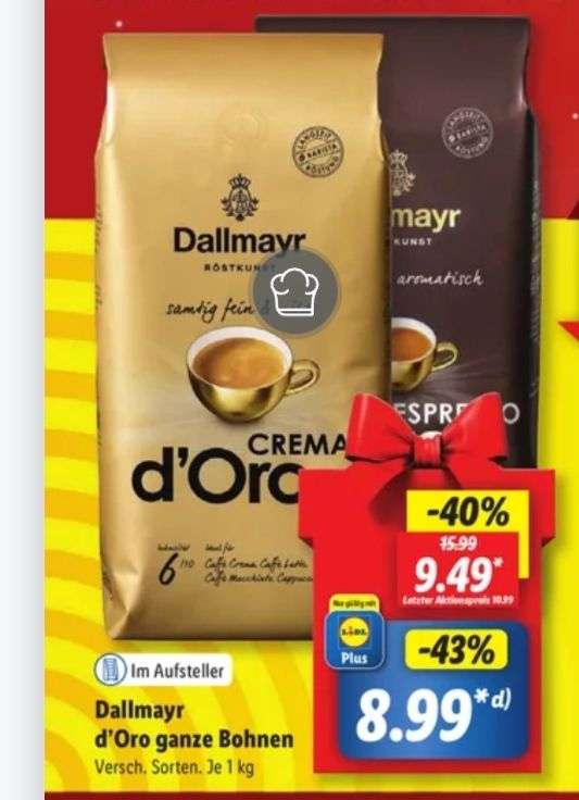 Dallmayr d'Oro ganze Bohnen 1kg [Lidl Plus]