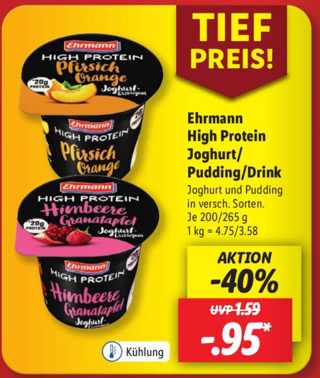 Ehrmann Protein Produkte bei Lidl für nur 0,95€