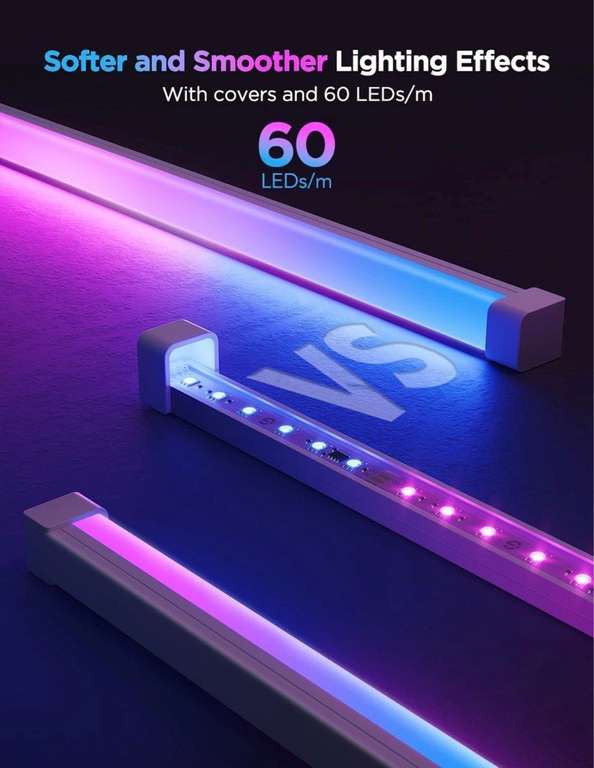 GOVEE RGBIC LED Strip Lights mit Cover Abdeckung 5m Model H61B5