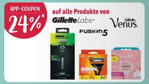 [Rossmann App] 24 + 10 Prozent Rabatt auf Gillette Labs, Fusion und Venus Rasierklingen bzw. Rasierer