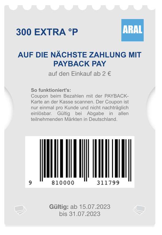 [ARAL | Payback] 300 Extra Punkte auf die Zahlung mit Payback Pay