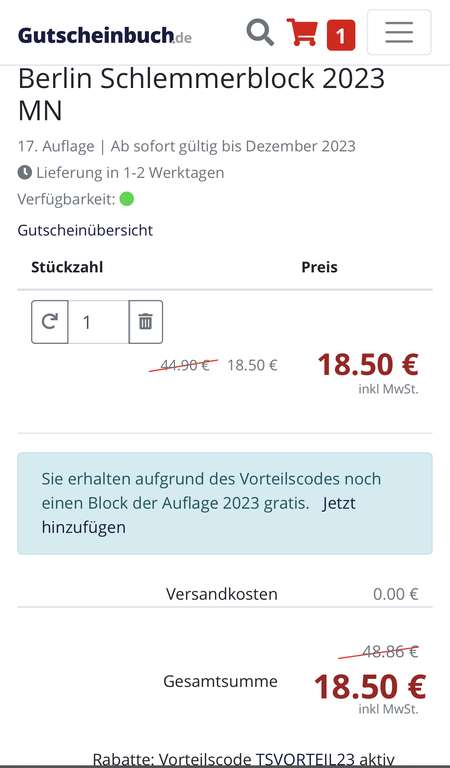 Schlemmerblock/Freizeitblock für effektiv nur 9.25 bei 2 Blöcken (18.50)